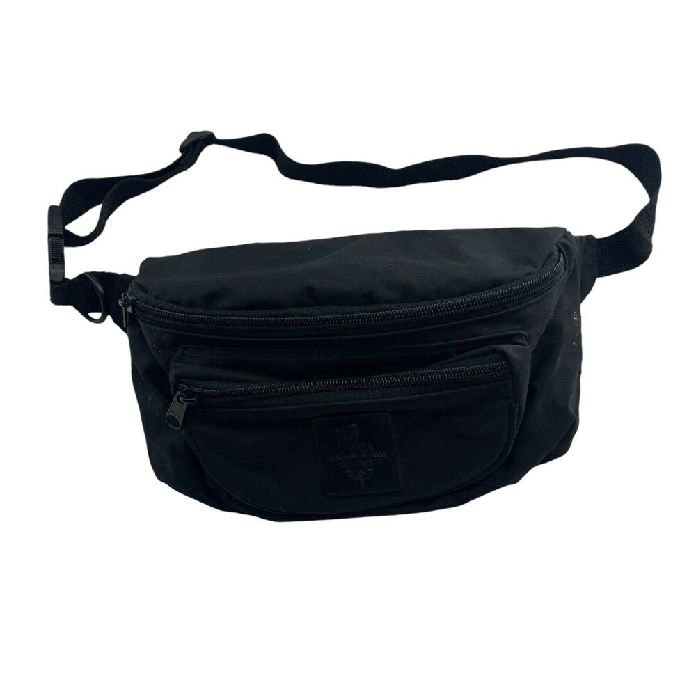 Vintage 80s Pro Spirit Black Canvas Fanny Pack Waist Belt Bag Hip Pack Grunge